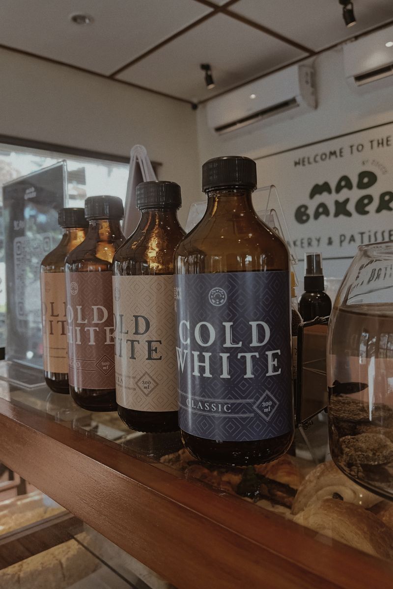 Bottles of cold brew coffee concentrate.